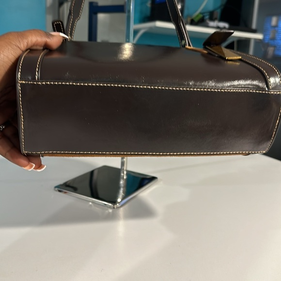 Chocolate and rust suede handbag, shoulder or handheld - Picture 5 of 10